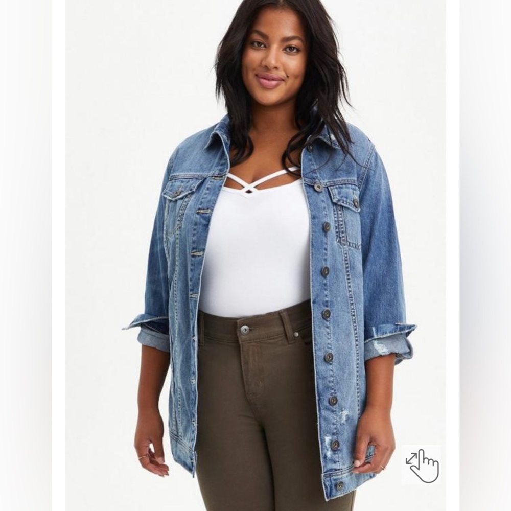 Torrid Medium Wash Longline Denim Jacket